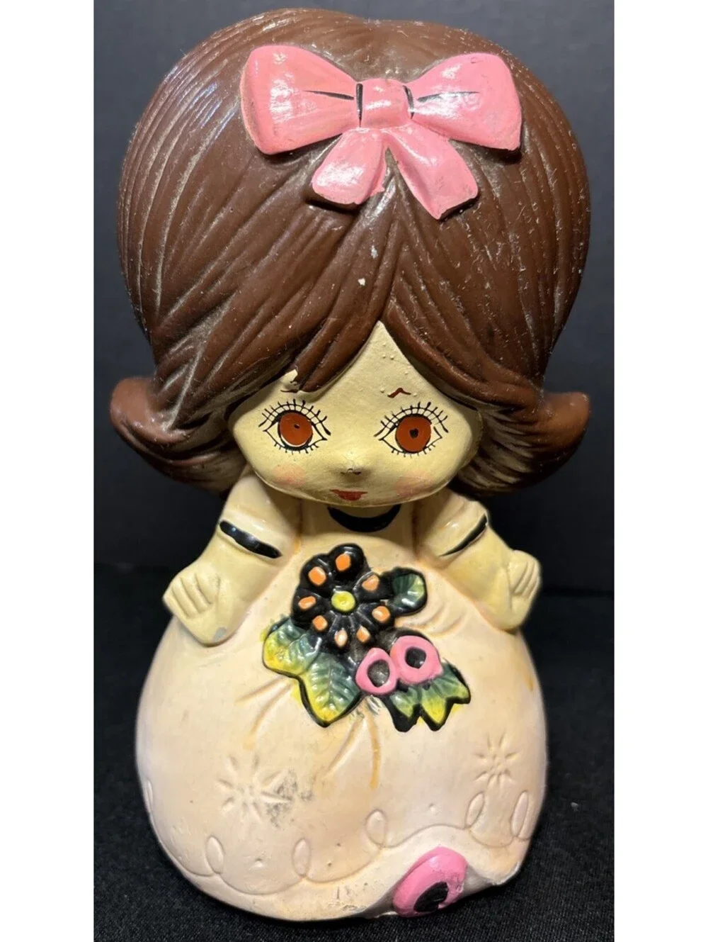 Vintage 1950s Big Eyed Girl Bank with Its Rubber Cork Made In Japan Piggy Bank